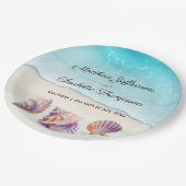Elegant Beach Wedding Seashells Pearls Nautical Pappteller (Schrägansicht)