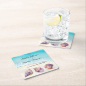 Elegant Beach Wedding Seashells Pearls Nautical Rechteckiger Pappuntersetzer (Vor Ort)