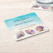 Elegant Beach Wedding Seashells Pearls Nautical Rechteckiger Pappuntersetzer (angewinkelt)