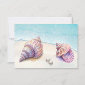 Elegant Beach Wedding Seashells Pearls Nautical RSVP Karte (Rückseite)