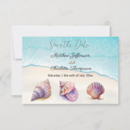 Elegant Beach Wedding Seashells Pearls Nautical Save The Date