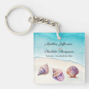 Elegant Beach Wedding Seashells Pearls Nautical Schlüsselanhänger