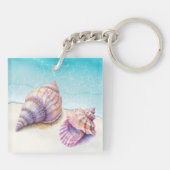Elegant Beach Wedding Seashells Pearls Nautical Schlüsselanhänger (Rückseite)