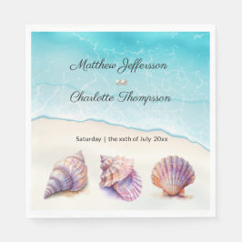 Elegant Beach Wedding Seashells Pearls Nautical Serviette