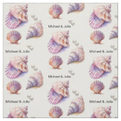 Elegant Beach Wedding Seashells Pearls Nautical Stoff (Muster)