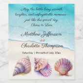 Elegant Beach Wedding Seashells Pearls Nautical Weinetikett (Einzelnes Label)