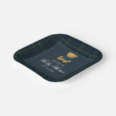 Elegant Bear Navy Blue Baby Shower Pappteller (Gewinkelt)