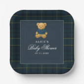 Elegant Bear Navy Blue Baby Shower Pappteller (Vorderseite)