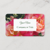 Elegant bearbeitbare gestreifte Rose floral Visitenkarte (Vorderseite)