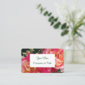 Elegant bearbeitbare gestreifte Rose floral Visitenkarte (Stehend Vorderseite)
