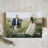 Elegant Beatrice Script Foto Wedding Dankeskarte