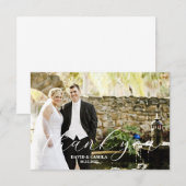Elegant Beatrice Script Foto Wedding Dankeskarte (Vorne/Hinten)