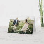 Elegant Beatrice Script Foto Wedding Dankeskarte (Vorderseite)
