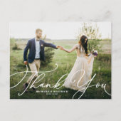 Elegant Beatrice Script Foto Wedding Vielen Dank Postkarte (Vorderseite)