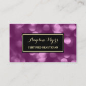 Elegant Beautician Glamurour Lila Luxe Bokeh Visitenkarte (Vorderseite)