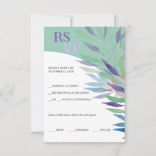 Elegant Beautiful Blue Boho RSVP Karte (Vorderseite)