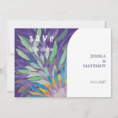 Elegant Beautiful Boho Lila Blumenhochzeit Save The Date (Vorderseite)