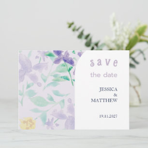 Elegant Beautiful Boho Lilac Floral Wedding Save The Date