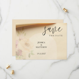 Elegant Beautiful Boho Peach Blush Bloral Wedding Save The Date