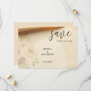 Elegant Beautiful Boho Peach Blush Bloral Wedding Save The Date