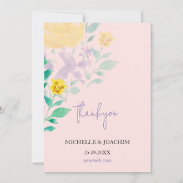 Elegant Beautiful Lilac Boho Floral Watercolor Dankeskarte