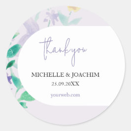 Elegant Beautiful Lilac Boho Floral Watercolor Runder Aufkleber