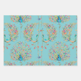 Elegant beautiful peacock watercolour geschenkpapier set