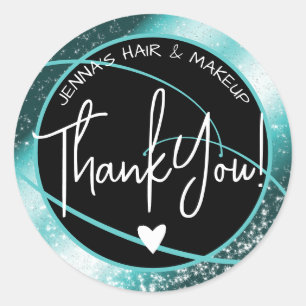 Elegant Beauty Favor Labels Stilvoller Aquamariner Runder Aufkleber