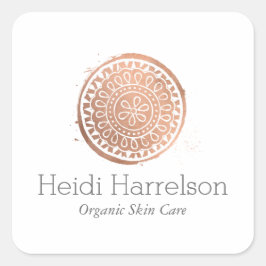 Elegant Beauty Mandala Logo Roes Gold Quadratischer Aufkleber