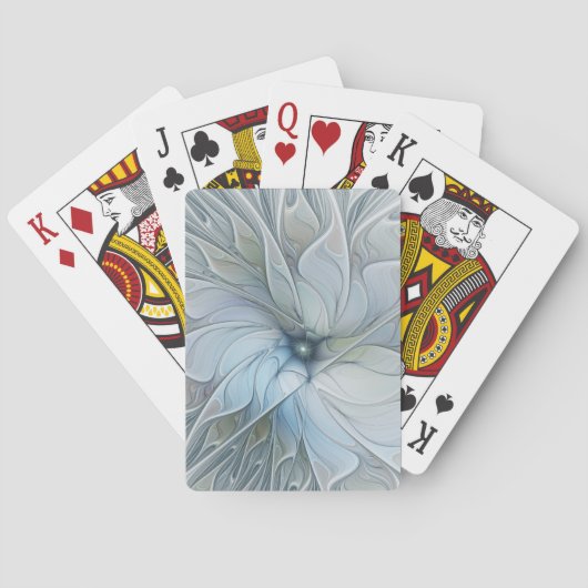 Elegant Beauty Modern Abstract Fractal Art Flower Spielkarten (Rückseite)