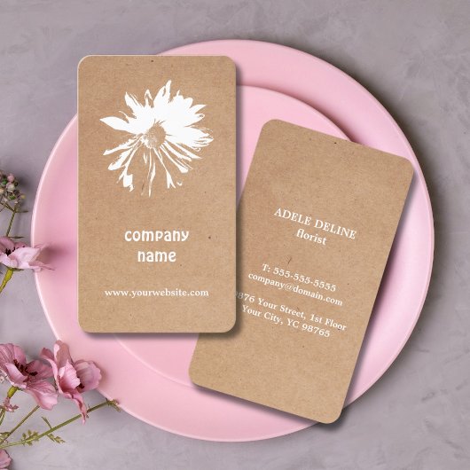 Elegant bedruckte Kraft Weiße Blüte Visitenkarte