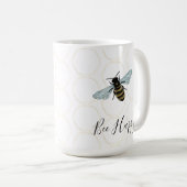 Elegant Bee Happy Gold Honeycomb Kaffeetasse (VorderseiteRechts)