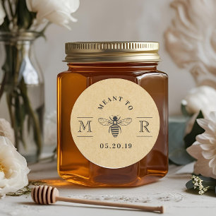 Elegant Bee Honey Gastgeschenk Hochzeit Kraft Runder Aufkleber