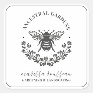 Elegant Bee Laurel Gardener Landscaper Platz Quadratischer Aufkleber