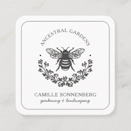 Elegant Bee Laurel Gardener Landscaper Quadratische Visitenkarte