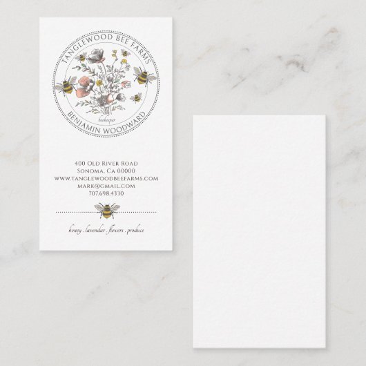 Elegant Beekeeper Apiary Visitenkarte (Vorne/Hinten)
