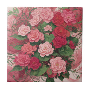 Elegant Begonia Abstrakt rosa und rot Fliese