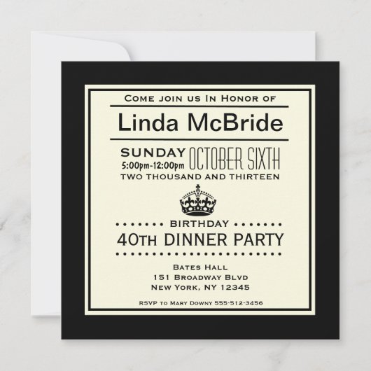 Elegant behalten Sie ruhigen Geburtstag Einladung (Vorderseite)