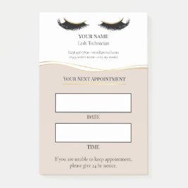 Elegant beige and gold Lash appointment Post-it Klebezettel