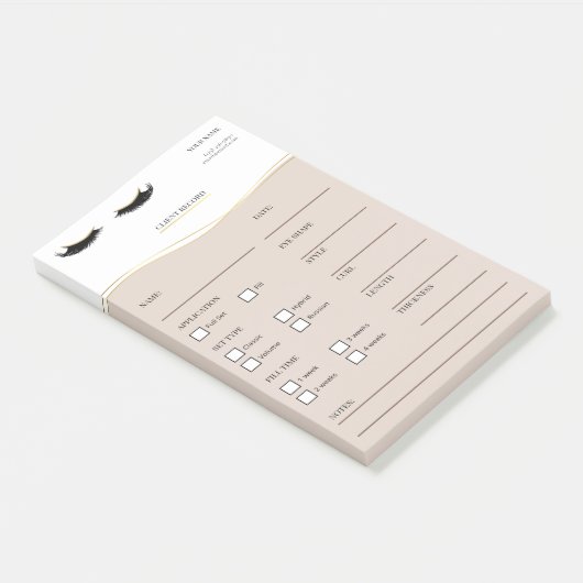 Elegant beige and gold Lash Client Post-it® Notes Post-it Klebezettel (angewinkelt)