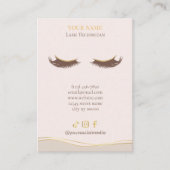 Elegant Beige and gold Lash Client Record Form Visitenkarte (Vorderseite)