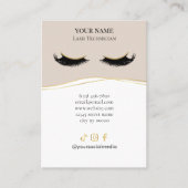 Elegant Beige and gold Lash Client Record Form Visitenkarte (Vorderseite)