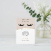 Elegant Beige and gold Lash Client Record Form Visitenkarte (Stehend Vorderseite)