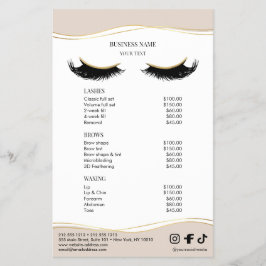 Elegant Beige and Gold Salon Price List Menu Flyer
