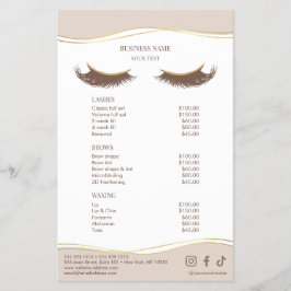Elegant Beige and Gold Salon Price List Menu Flyer