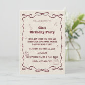 "Elegant Beige Birthday Party Invite" Einladung (Stehend Vorderseite)