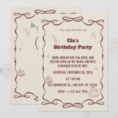 "Elegant Beige Birthday Party Invite" Einladung (Vorne/Hinten)