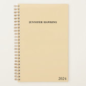 Elegant Beige & Black Script 2024 Weekly Personal Planer (Vorderseite)