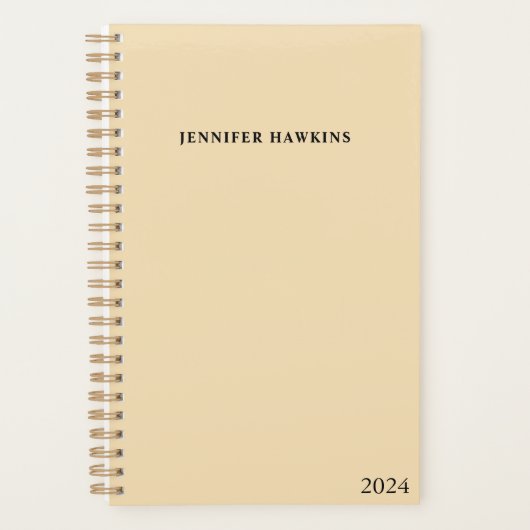 Elegant Beige & Black Script 2024 Weekly Personal Planer (Vorderseite)