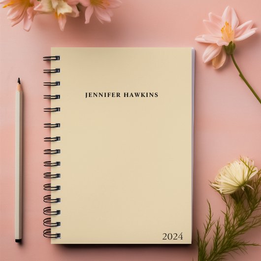 Elegant Beige & Black Script 2024 Weekly Personal Planer